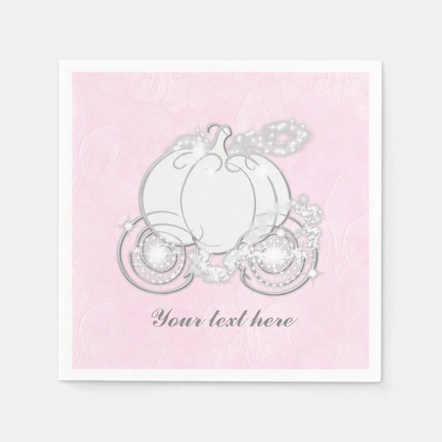 Servilleta De Papel Cinderella Carriage Storybook Princess Pink Napkin (Anverso)