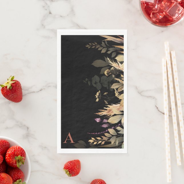 Servilleta De Papel Cinnama Monograma otoño negro (In situ)