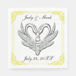 Servilleta De Papel Cinta amarilla Plata Cisnes de papel servilletas