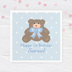 Servilleta De Papel Cinta azul cúpula Teddy Bear Boy fiesta de cumplea