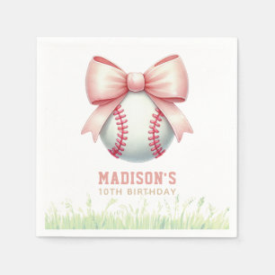 Servilleta De Papel Cinta de béisbol rosa personalizada para cumpleaño