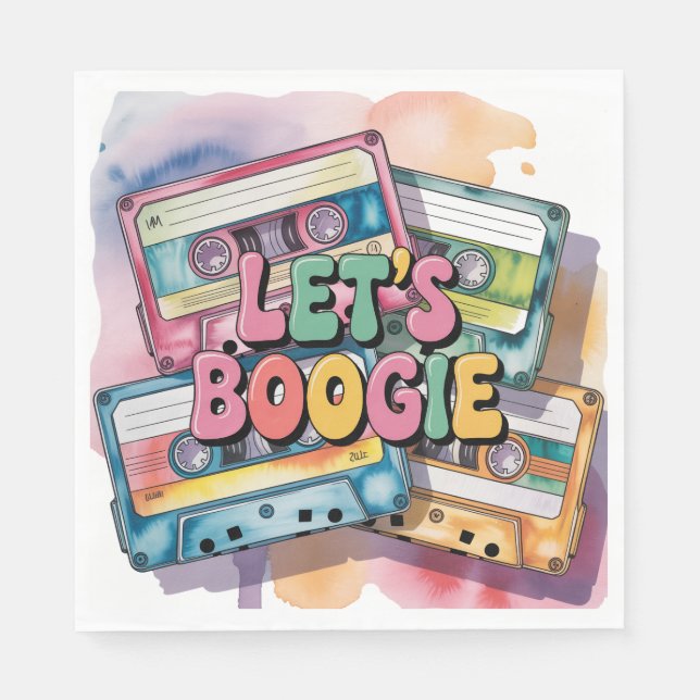 Servilleta De Papel Cinta de Casete Retro ¡Vamos a Bailar Boogie! Cump (Anverso)