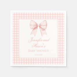 Servilleta De Papel Cinta de color rosa rosa de ginggham de bebé ducha