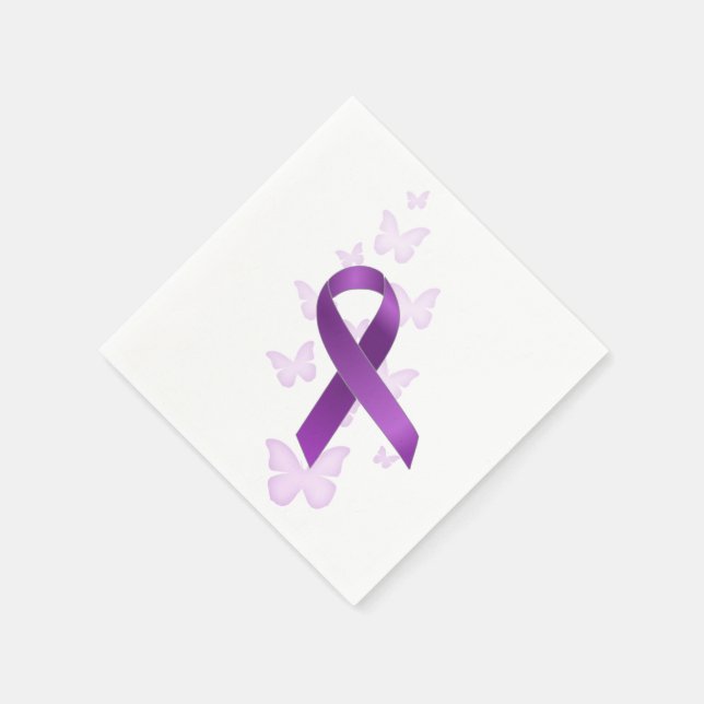 Servilleta De Papel Cinta de conciencia púrpura (Borde)