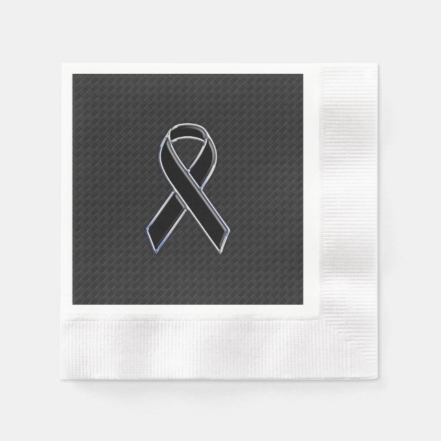 Servilleta De Papel Cinta de Concientización de Estilo Cromo Negro (Anverso)