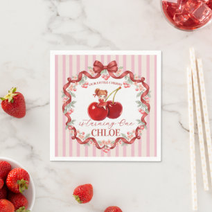 Servilleta De Papel Cinta de Coqueta de Cereza Dulce Cumpleaños Rosa N