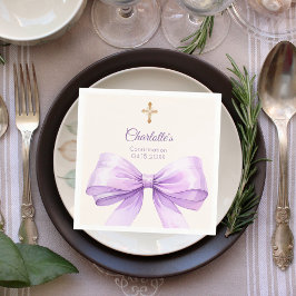 Servilleta De Papel Cinta de lavanda de confirmación crema cruz
