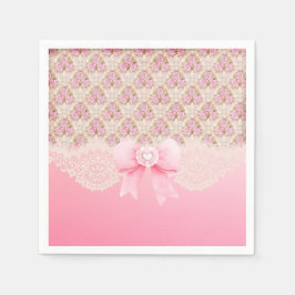 Servilleta De Papel Cinta De Rosas De Flora Rosa Vintage Y Lace