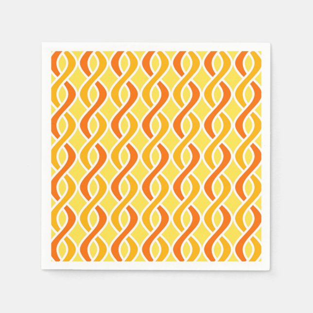 Servilleta De Papel Cinta moderna de medio siglo, amarilla y naranja (Anverso)
