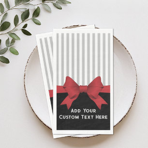 Servilleta De Papel Cinta Roja Moderna Elegante Personalizada y Raya