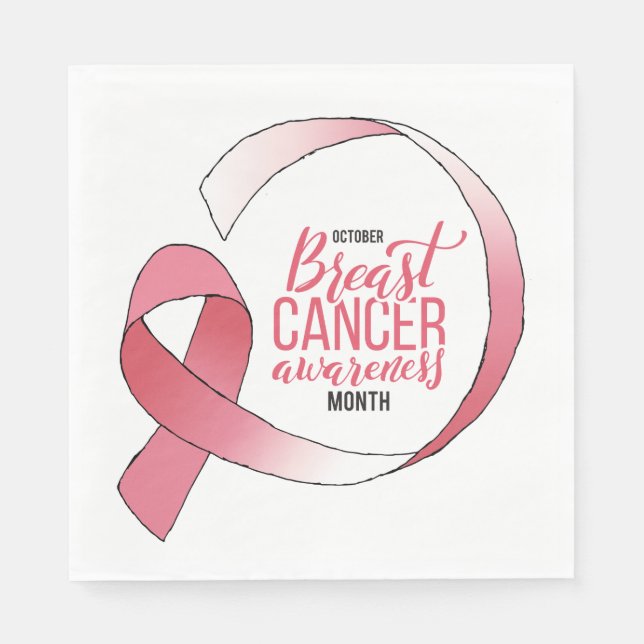 Servilleta De Papel Cinta rosa de cáncer de mama dibujando Mes de BCA (Anverso)
