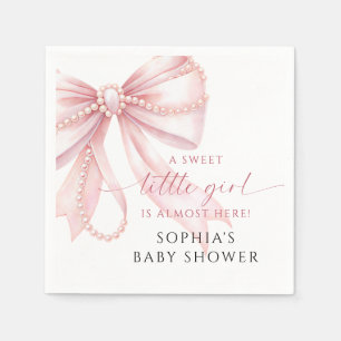 Servilleta De Papel Cinta Rosa Perla Dulce Niña Baby Shower