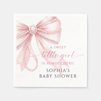 Servilleta De Papel Cinta Rosa Perla Dulce Niña Baby Shower