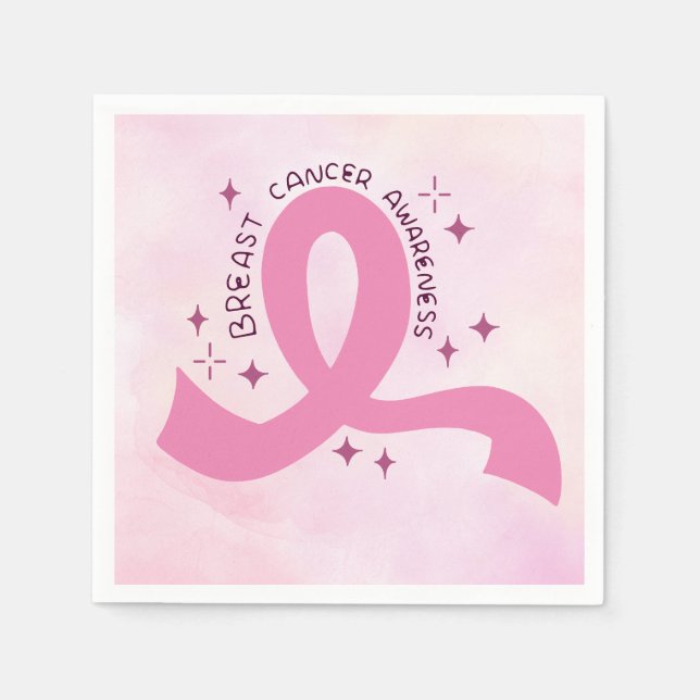 Servilleta De Papel Cinta rosa temática para la toma de conciencia sob (Anverso)