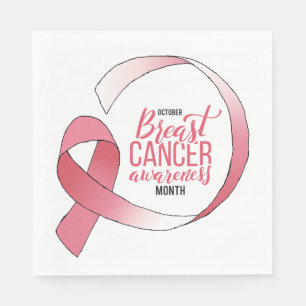 Servilleta De Papel Cinta rosada de cáncer de mama dibujando Mes BCA