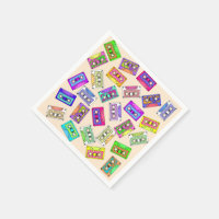 Cintas de Cassette con estampado neón de la década