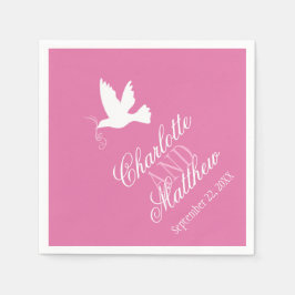 Servilleta De Papel cintas de paloma blanca boda servilletas personali