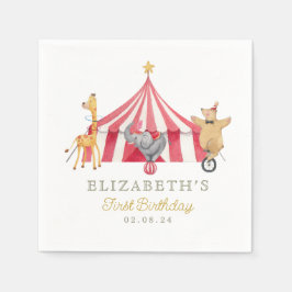 Servilleta De Papel Circo acuarela Cumpleaños lindos animales