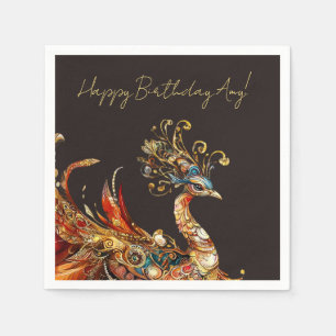 Servilleta De Papel circo carnaval de pavo real vintage personalizado