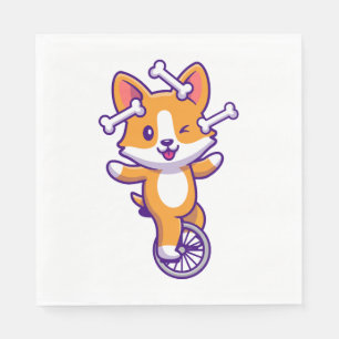 Servilleta De Papel Circo de perro de Corgi con hueso
