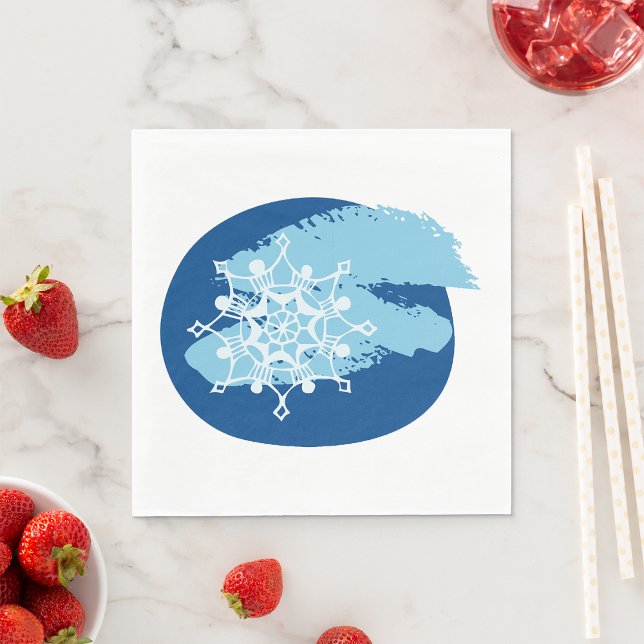 Servilleta De Papel Círculo abstracto de copo de nieve azul helado de  (Subido por el creador)
