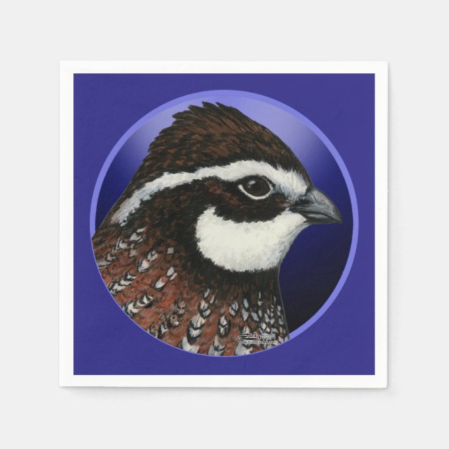 Servilleta De Papel Círculo de Cabeza de Codorniz Bobwhite (Anverso)