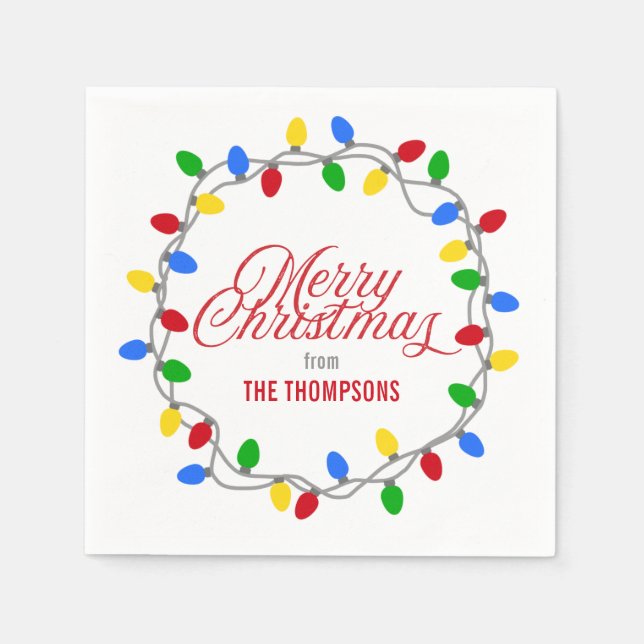 Servilleta De Papel Círculo de luces navidades | Feliz Personalizado n (Anverso)