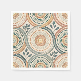 Servilleta De Papel Círculo Espiritual Boho Mandala y Arte de Hoja Bot