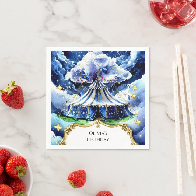 Servilleta De Papel Círculo magnético celeste Cumpleaños (In situ)