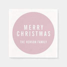 Servilleta De Papel Círculo moderno Pastel Feliz Navidad Rosa