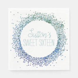 Servilleta De Papel Círculo Purpurina azul