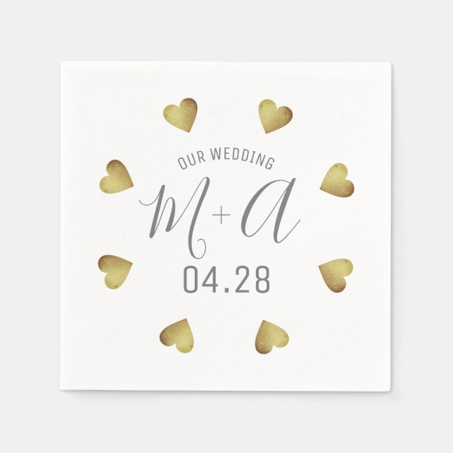 Servilleta De Papel Círculo romántico de corazones Boda de amor (Anverso)