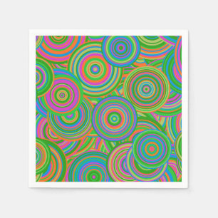 Servilleta De Papel Círculos abstractos de moda retro, verde y rojo-na