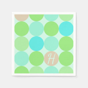 Servilleta De Papel Círculos azul turquesa, verde manzana y coral clar