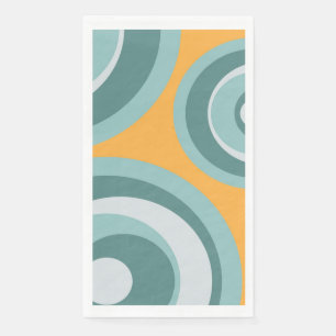 Servilleta De Papel Círculos de estilo retro azul sobre fondo amarillo