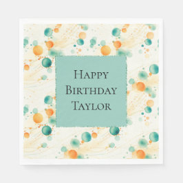 Servilleta De Papel Círculos de mandarina turquesa