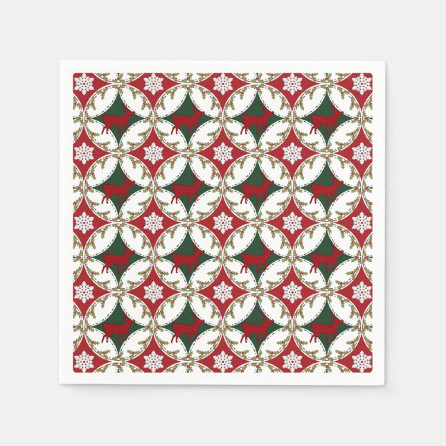 Servilleta De Papel Círculos de renos-1-NAPKINS DE PAPEL (Anverso)