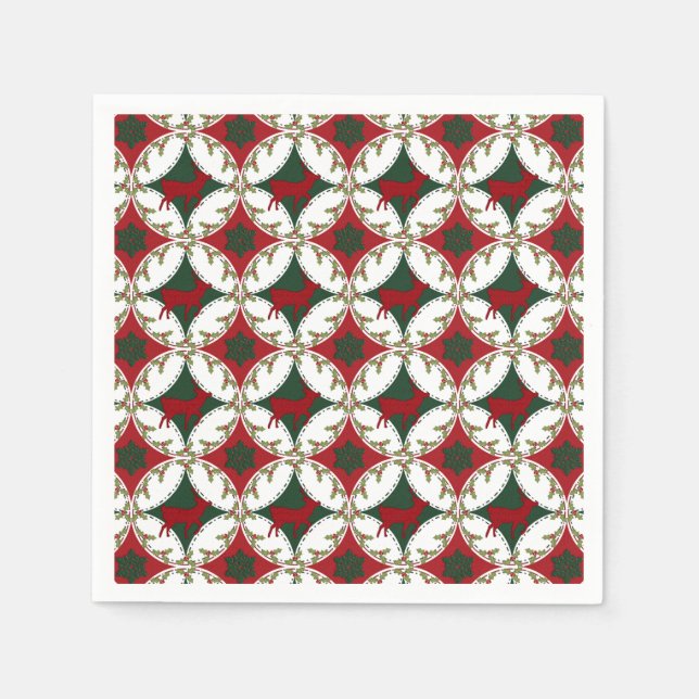 Servilleta De Papel Círculos de renos-2-NAPKINS DE PAPEL (Anverso)