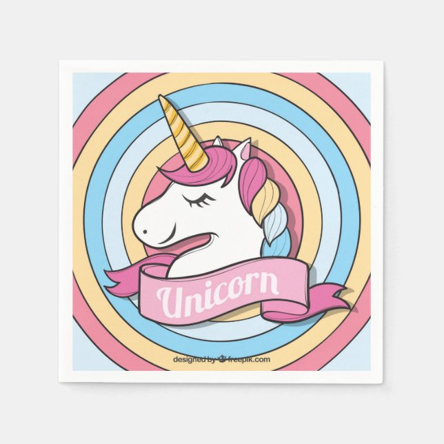 Servilleta De Papel Círculos de unicornio arcoiris (Anverso)