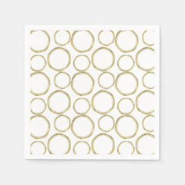 Servilleta De Papel Círculos Dorados Sobre Blanco Moderno Tendencioso