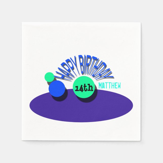 Servilleta De Papel Círculos Happy 14th Birthday Paper servilletas (Anverso)