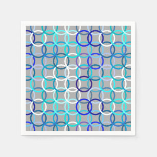 Servilleta De Papel Círculos modernos de mediados de siglo, gris, azul