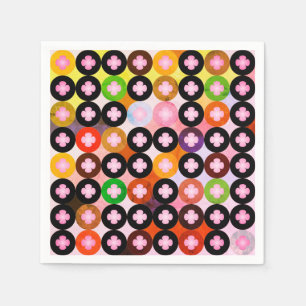Servilleta De Papel Círculos Multicolores y Tréboles de Cuatro Hojas R
