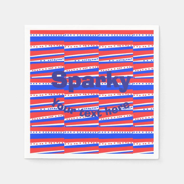 Servilleta De Papel Círculos Rayas Azules Blancas Rojas (Anverso)