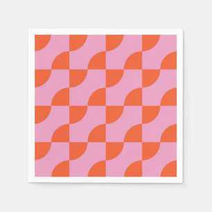Servilleta De Papel Círculos semi abstractos de naranja de mediados de