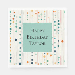 Servilleta De Papel Círculos y líneas de mandarina turquesa