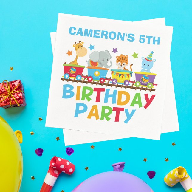 Servilleta De Papel Circus Animal Train Cute Kids Nombre Fiesta de Cum (Subido por el creador)