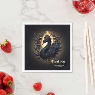 Servilleta De Papel Cisne de Obsidiana de Silenciosa Gracia – Fantasía