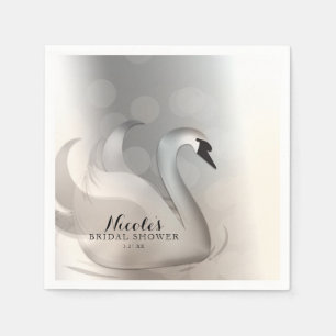 Servilleta De Papel Cisne Hermoso Blanco & Plateado Festa Personalizad