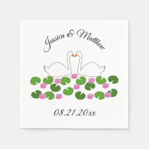 Servilleta De Papel Cisnes blancas y nenúfares Bodas Personalizado